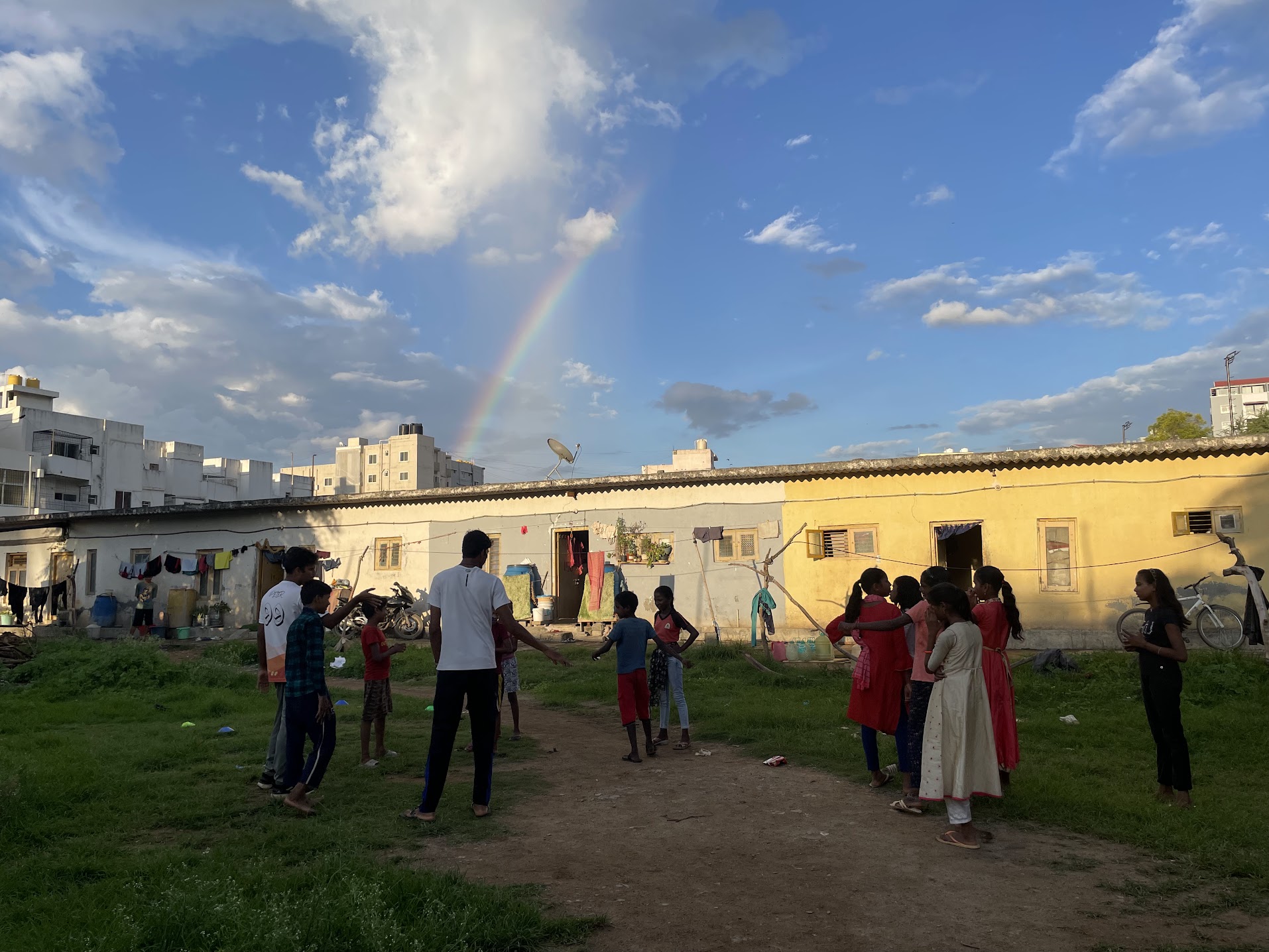 Children in a circle on the field